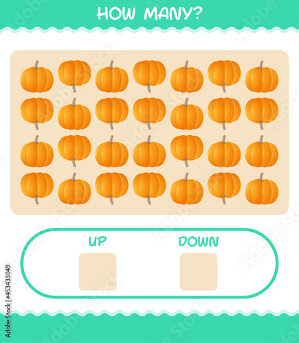 How many cartoon pumpkin. Counting game. Educational game for pre shool years kids and toddlers