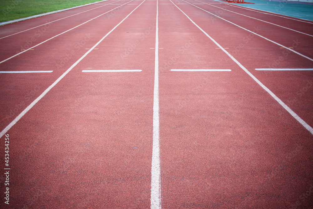 Running track in sport stadium.
