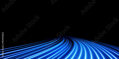  Festive road made of blue lines. Light pedistal. Luminous blue fast moving lines. For advertisements, games, postcards, invitations. Isolated vector. Light line effect neon png.