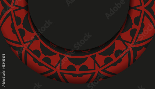 Preparing an invitation with a place for your text and vintage patterns. Vector Template for print design postcards in black-red colors with abstract patterns.