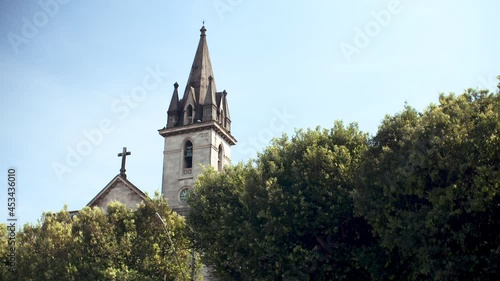 Church view with trees. São Sebastião church at Manaus, Amazonia