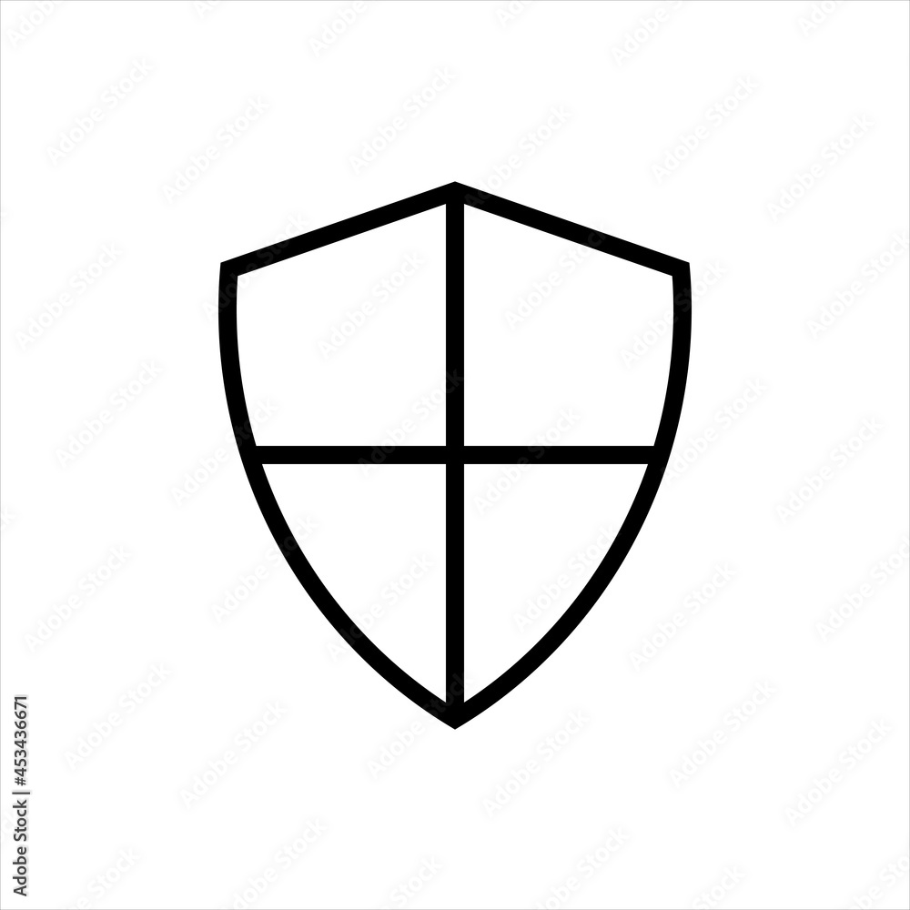 Pixel perfect black thin line icon of a blank safety shield. Editable