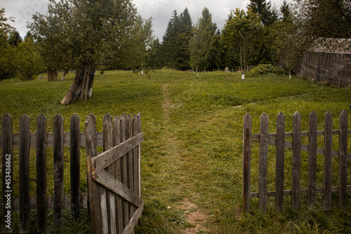 fence in the forest in the mountains