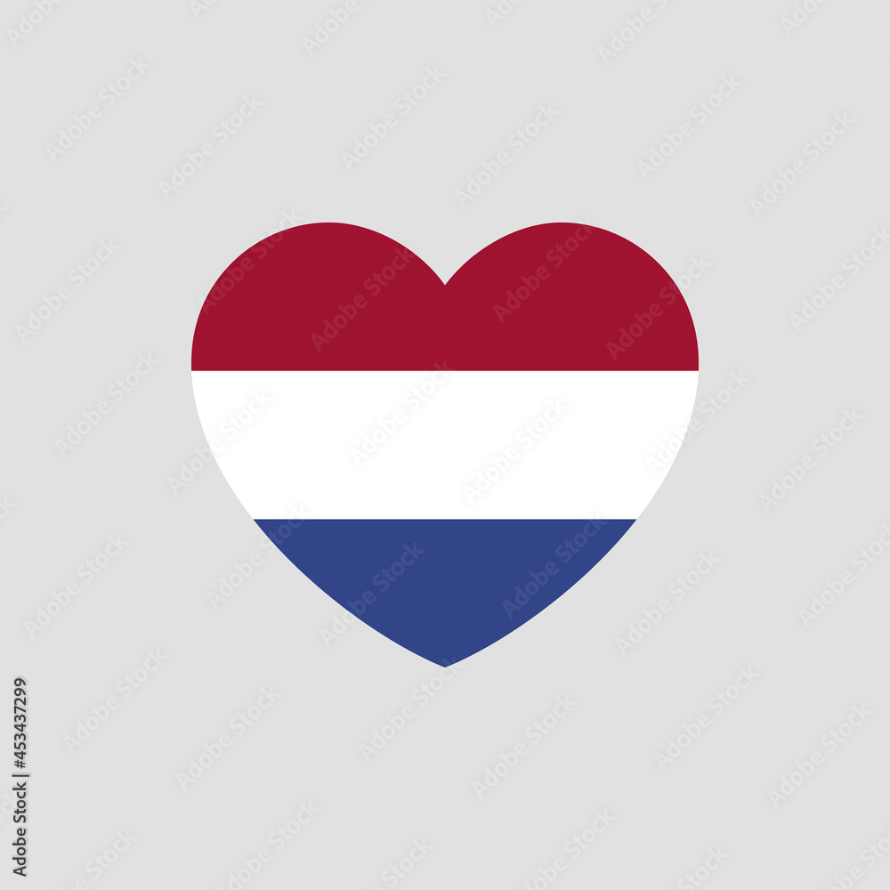Netherlands flag in heart shape vector love Netherlands Netherlands flag in heart shape vector love Netherlands