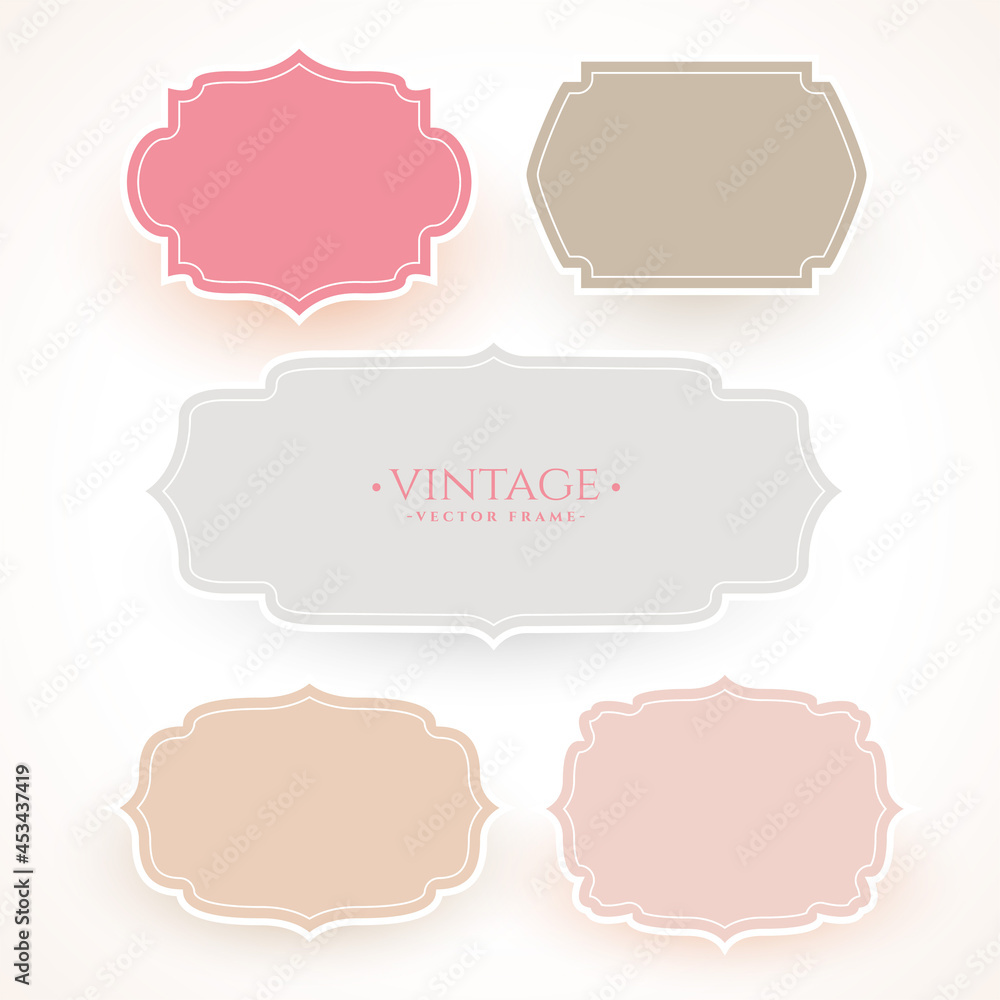 set of vintage frame label in soft colors