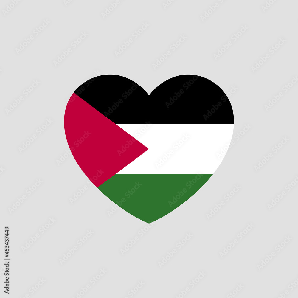 Palestine flag in heart shape vector love Palestine Palestine flag in heart shape vector love Palestine