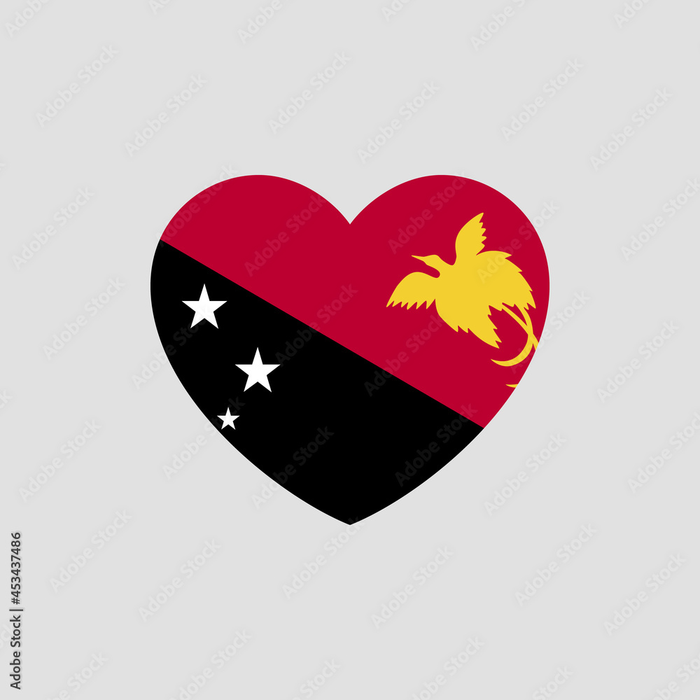 Papua New and Guinea flag in heart shape vector love Papua New and Guinea Papua New and Guinea flag in heart shape vector love Papua New and Guinea