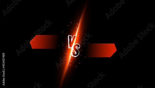 versus vs comparison banner with light streak