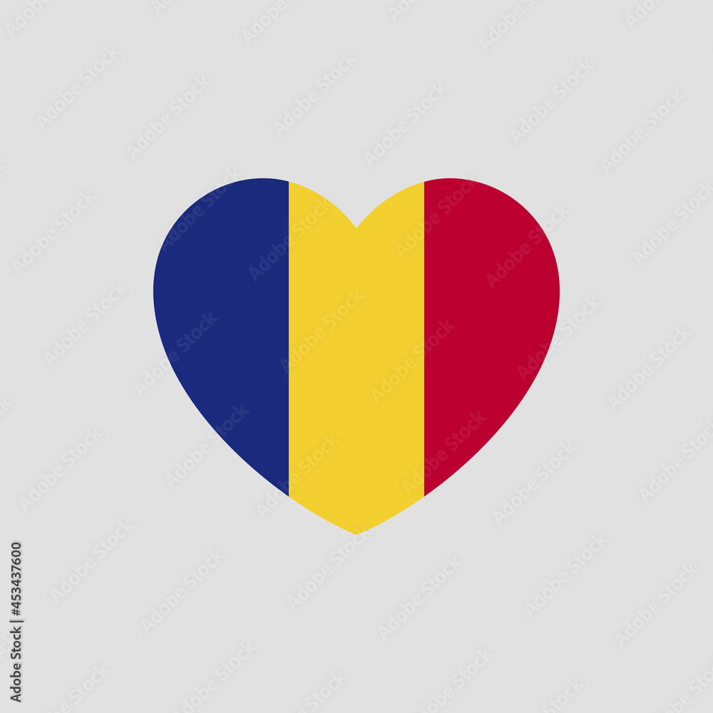 Fototapeta premium Romania flag in heart shape vector love Romania