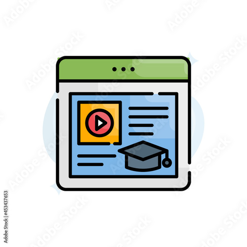 Online Course vector filled outline icon style illustration. EPS 10 file