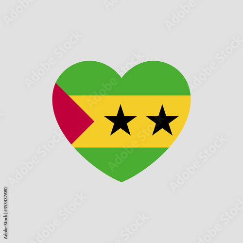 Sao Tome and Principe flag in heart shape vector love Sao Tome and Principe