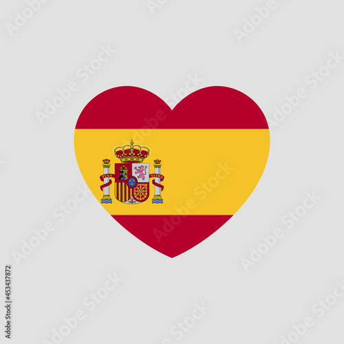 Spain flag in heart shape vector love Spain