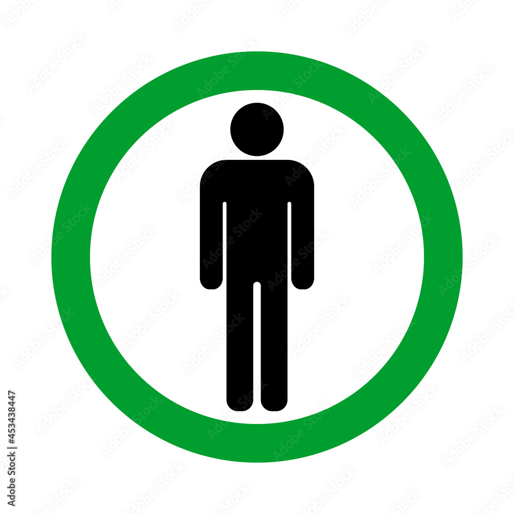 man in green round road sign, male allowed vector pictogram man in green round road sign, male allowed vector pictogram
