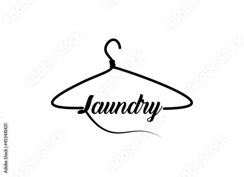 Logo design template, with clothes hanger icon for laundry business