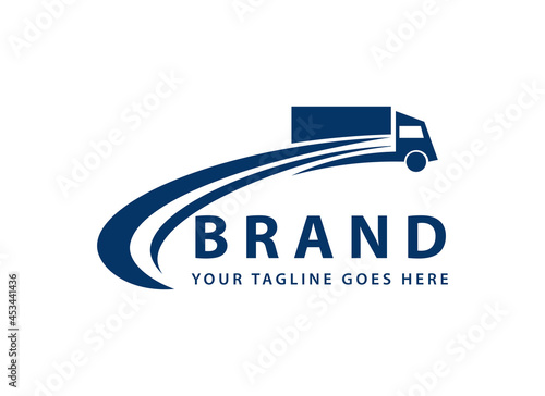 Logo design template, with truck car icon for freight forwarding business