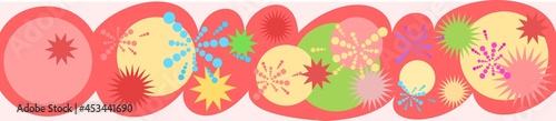 Festive background. Seamless picture. Bright flashes of fireworks in a symbolic style. Petard and squib. Flat design. Cartoon style. Vector