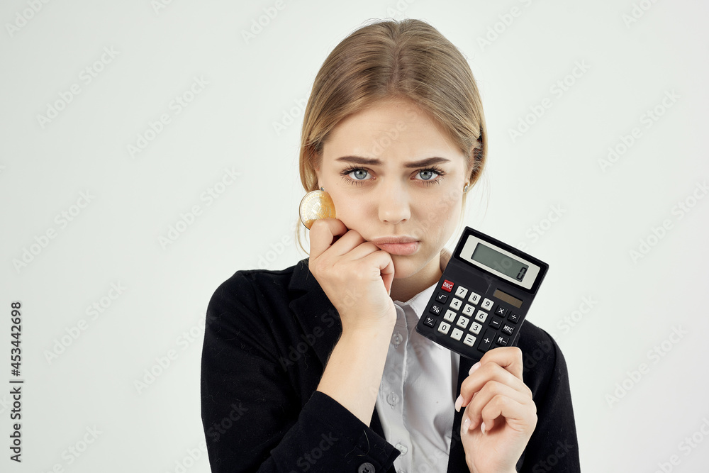 Businesswoman virtual money economy isolated background Businesswoman virtual money economy isolated background