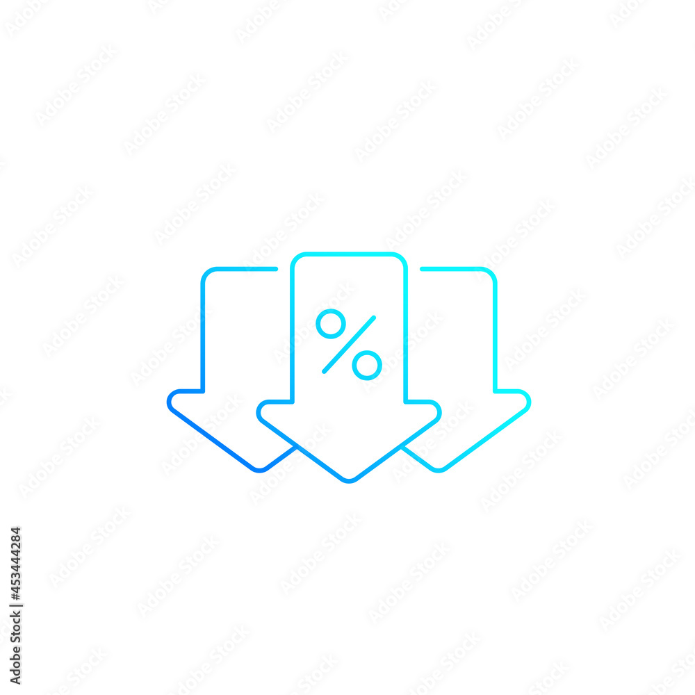 percent down, line icon with arrows percent down, line icon with arrows