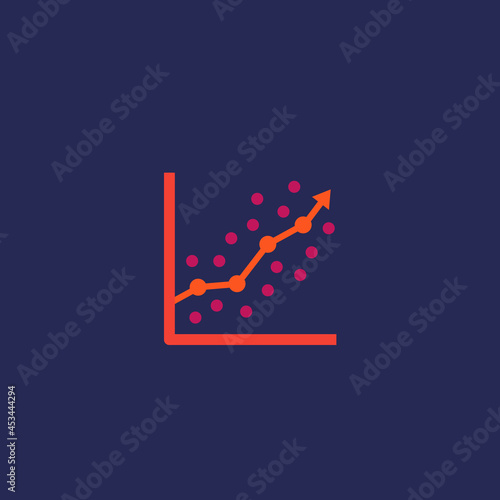 regression analysis icon with graph, chart