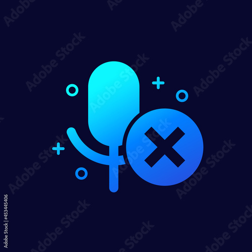 no recording icon with microphone, vector