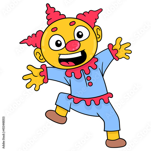 clown dress up and play funny to entertain everyone, doodle icon image kawaii