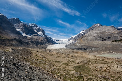 Athabasca glacier. Rocky Mountains. beautiful view. high in the mountains of Canada.