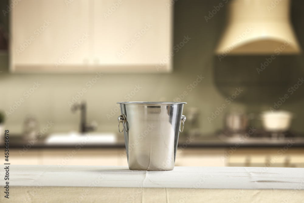 Background of kitchen interior and pedestal of free space for your decoration Background of kitchen interior and pedestal of free space for your decoration