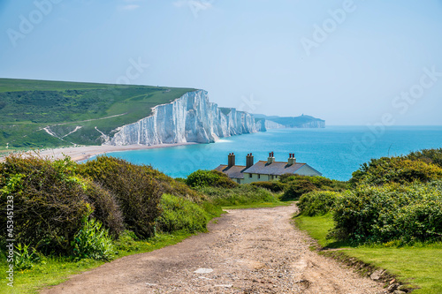 A view at Seaford, UK with a backdrop of Cuckmere Haven in early summer photo