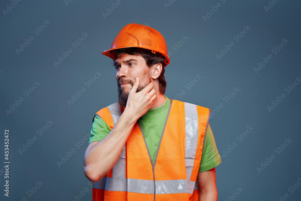 bearded man hard profession construction engineer close-up bearded man hard profession construction engineer close-up