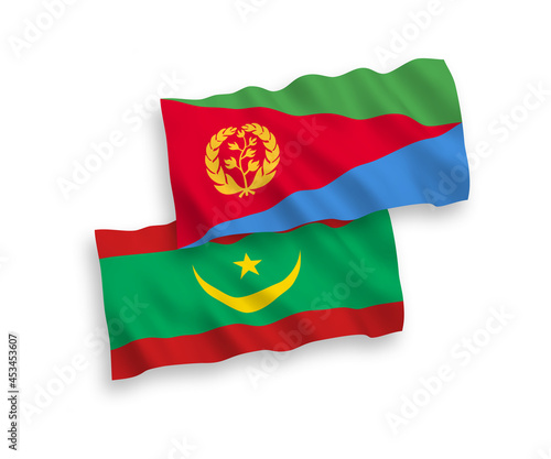 Free Download National vector fabric wave flags of Eritrea and Islamic Republic of Mauritania isolated on white background. 1 to 2 proportion. - GFXLoad