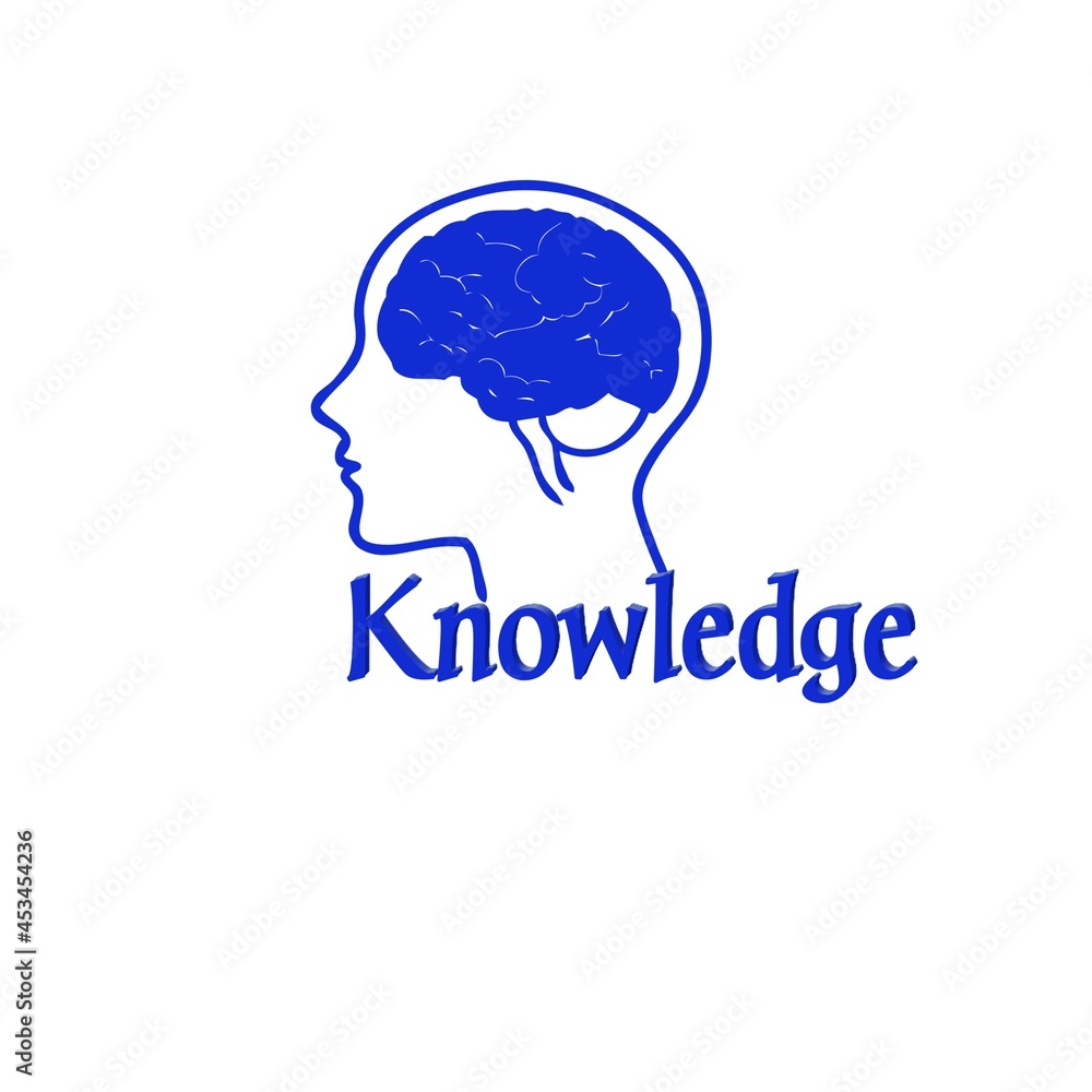 human head with brain creative mind knowledge 3d white background
