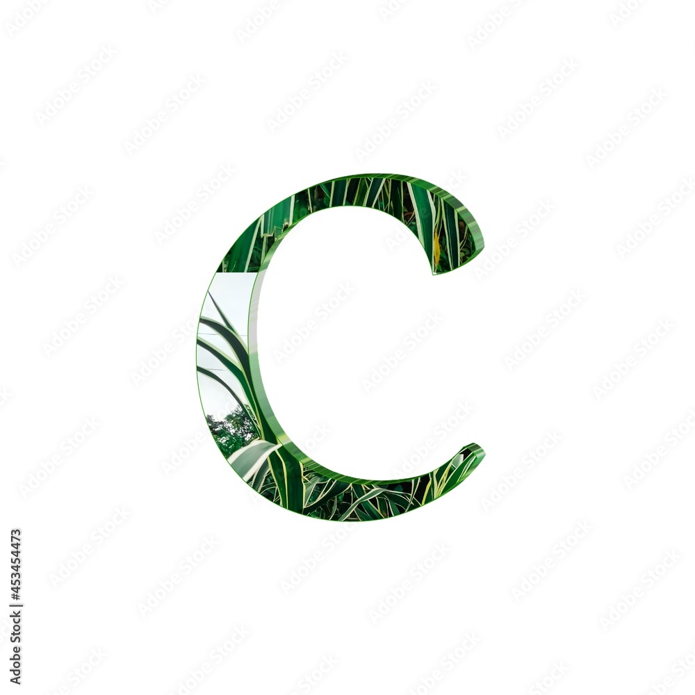 Alphabet small letter c colorful texture 3D green abstract beautiful white background Alphabet small letter c colorful texture 3D green abstract beautiful white background