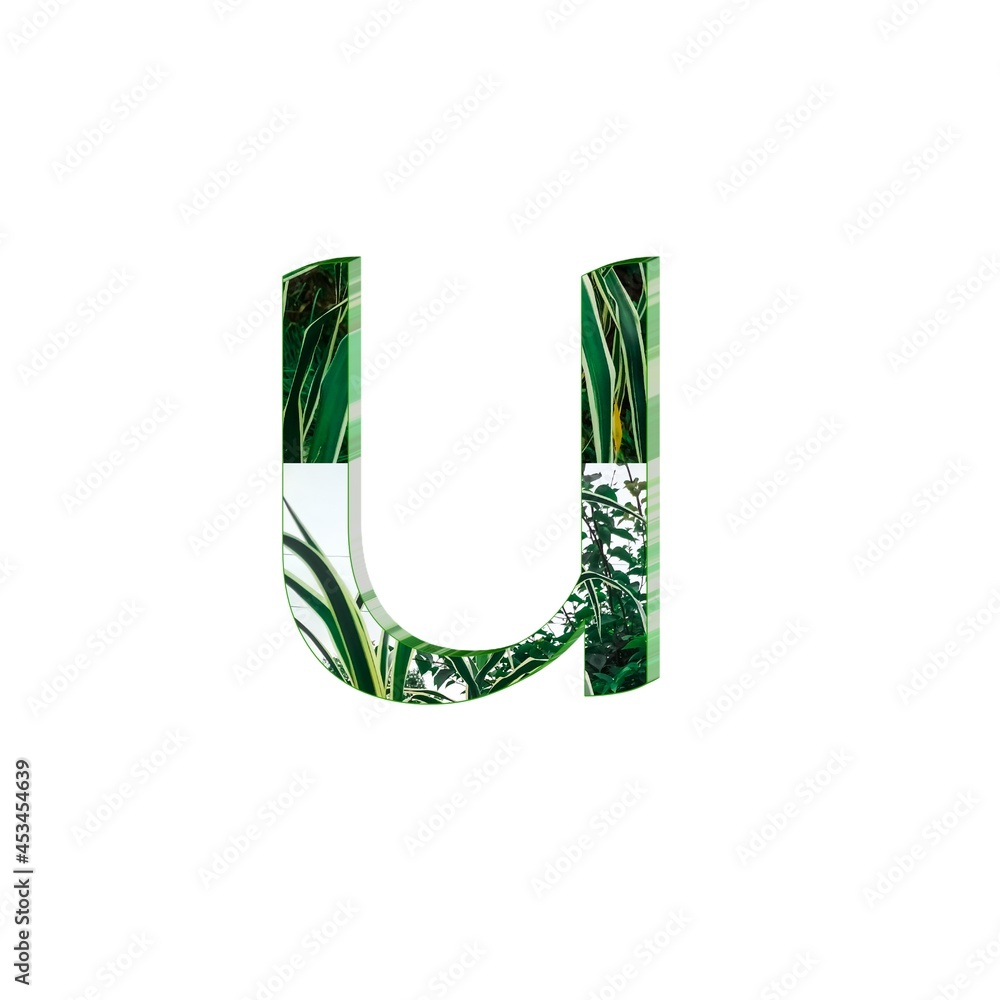 Alphabet small letter u colorful texture 3D green abstract beautiful white background Alphabet small letter u colorful texture 3D green abstract beautiful white background
