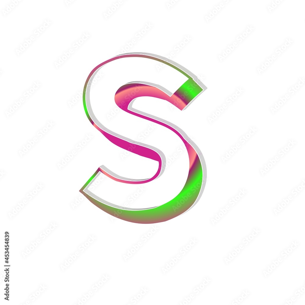 3d capital letter S alphabet colorful, white background 3d capital letter S alphabet colorful, white background