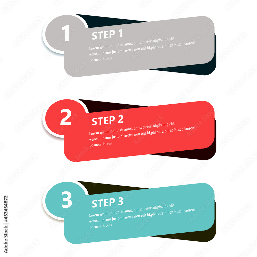 Infographic step elements isolated on white background. Modern flat infographic step elements for web site, brochure, label, poster, placard, and banner. Creative business concept, vector illustration Infographic step elements isolated on white background. Modern flat infographic step elements for web site, brochure, label, poster, placard, and banner. Creative business concept, vector illustration