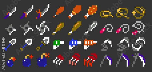 Pixel art vector game weapon icon set 2 (8bit-color)	
