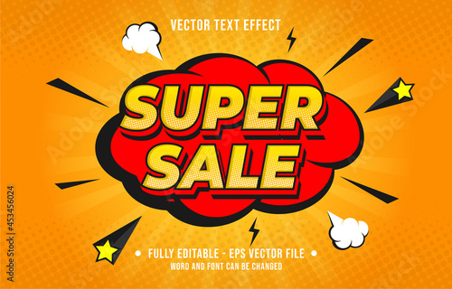 Editable text effect gradient color pop art comic style for digital and print media font effect template