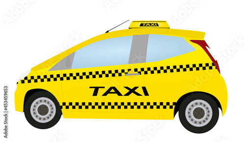 Taxi car, side view, vector illustration