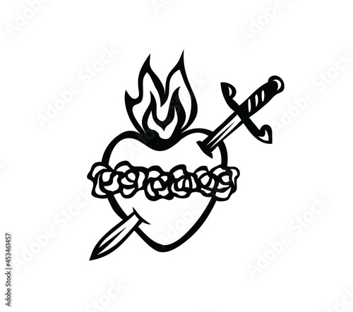 Virgin Mary's Heart icon, art vector design