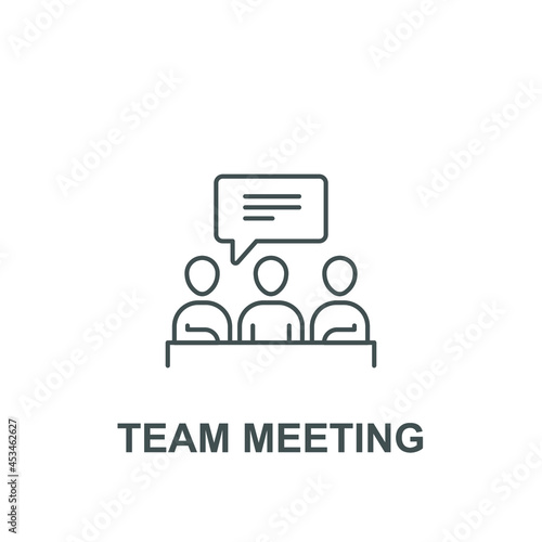 Business process in team work discussion, group interaction. human resource management. partnership collaboration forum. team meeting icon. vector illustration. design on white background. EPS 10
