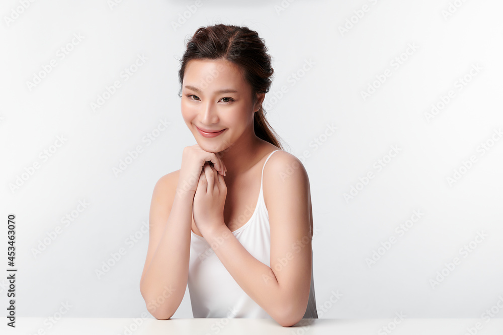 Beautiful young asian woman with clean fresh skin on white background, Face care, Facial treatment, Cosmetology, beauty and spa, Asian women portrait. Beautiful young asian woman with clean fresh skin on white background, Face care, Facial treatment, Cosmetology, beauty and spa, Asian women portrait.