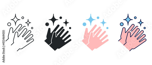 Clean hands after washing hands. Please keep your hands clean and free from bacteria or virus. Clean shiny hands, care and hygiene for hand icon.Vector illustration. Design on white background. EPS10.