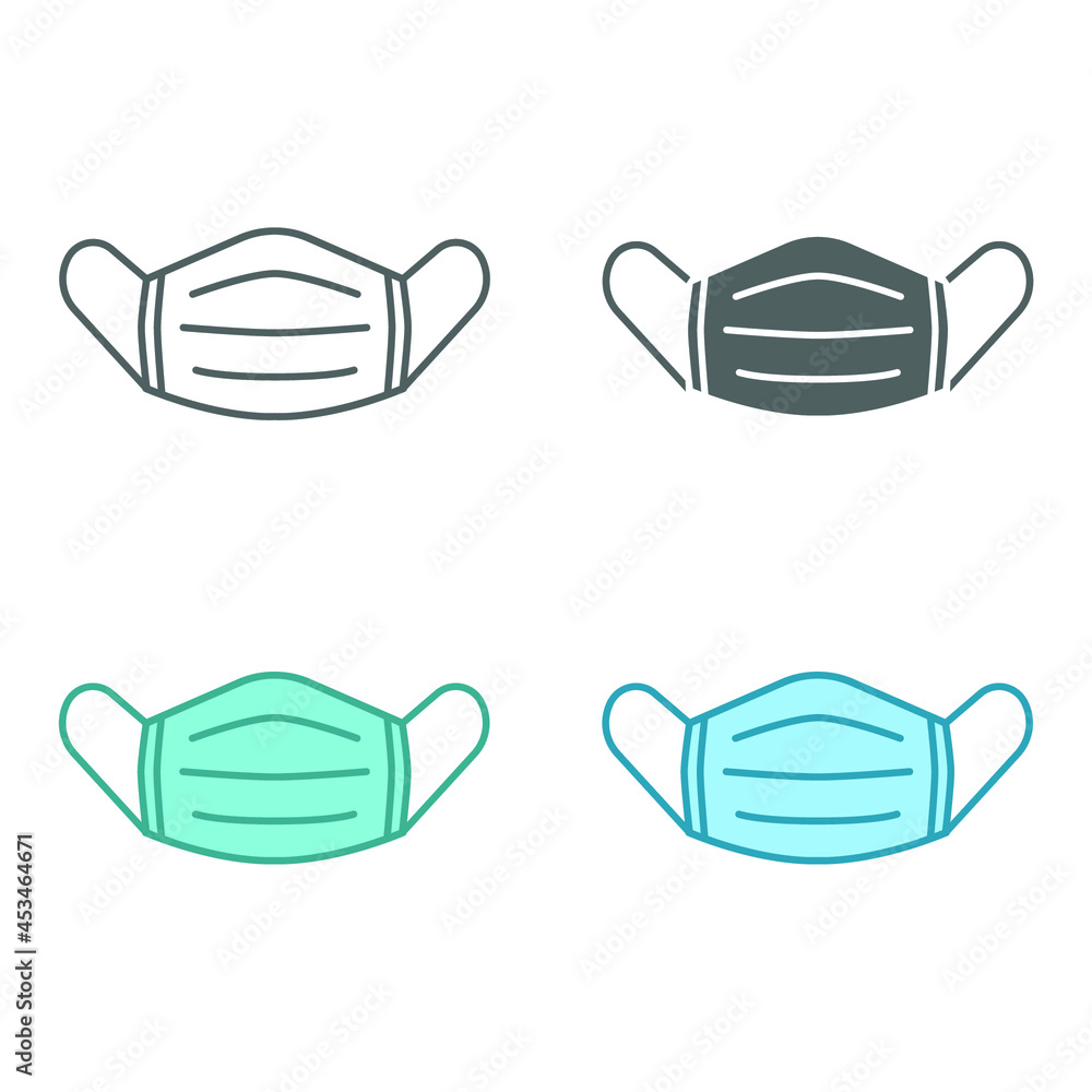 Wear a mask to avoid touching face area and protect respiratory tract from virus or dust also for surgery operation.Mouth guard,mask, medicine icon.Vector illustration.Design on white background.EPS10 Wear a mask to avoid touching face area and protect respiratory tract from virus or dust also for surgery operation.Mouth guard,mask, medicine icon.Vector illustration.Design on white background.EPS10