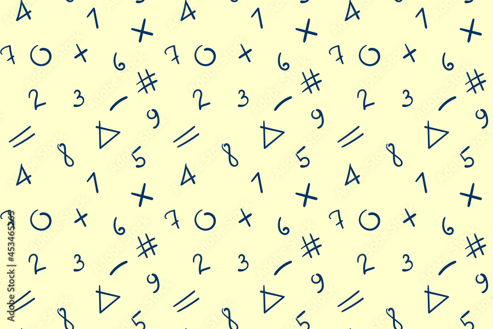 Number seamless pattern. Abstract math background for school or univerity. Number seamless pattern. Abstract math background for school or univerity.