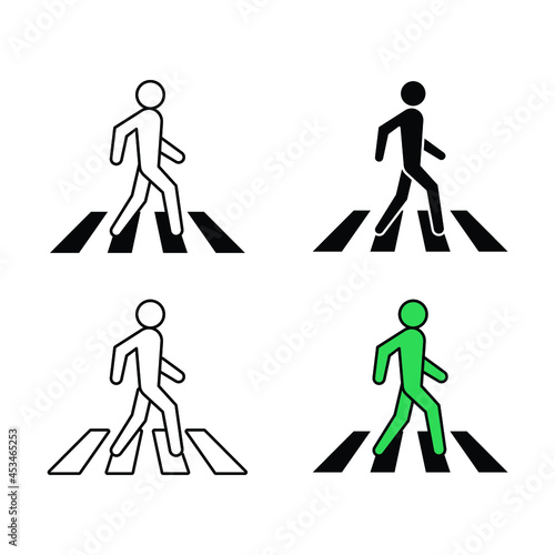 Please be careful, pedestrians will cross the road. Pedestrian crossing warning, safety sign in crosswalk or traffic sign. Crosswalk icon. Vector illustration. Design on white background. EPS 10