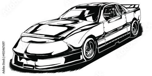 Racing car isolated on white background. abstract silhouette. line art. vector illustration.