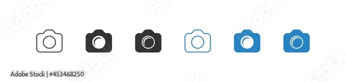Photo camera set flat icon. Vector photography button
