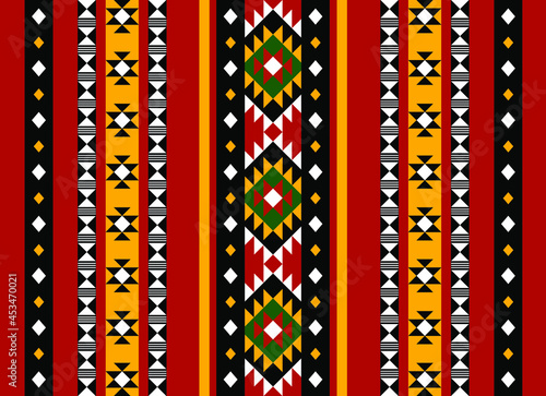 Geometric ethnic oriental seamless pattern traditional Design for background,carpet,wallpaper.clothing,wrapping,Batik fabric,Vector illustration.embroidery style - Sadu, sadou, sadow or sado
