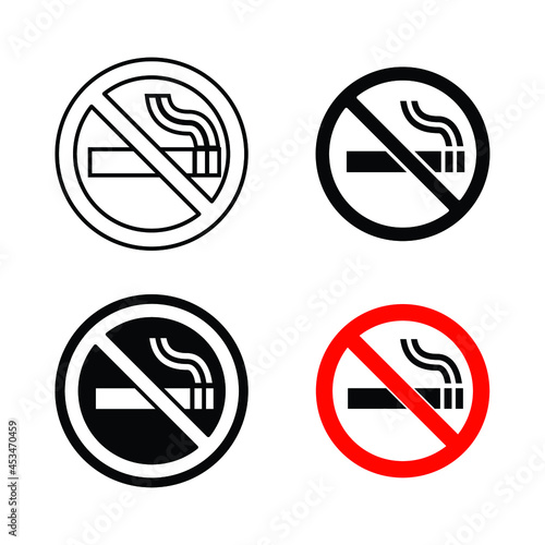 Quit smoking ban element. Stop smoke sign. World no tobacco day. Say no to cigarette. No smoking prohibit symbol, warning sign icon.Vector illustration. Design on white background. EPS 10