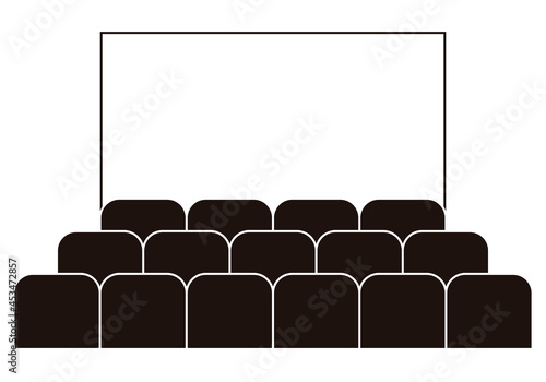 Icono negro de butacas de un teatro, auditorio o cine.
